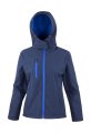 Dames Softshell Jas Hoodie Result R230F navy-royal